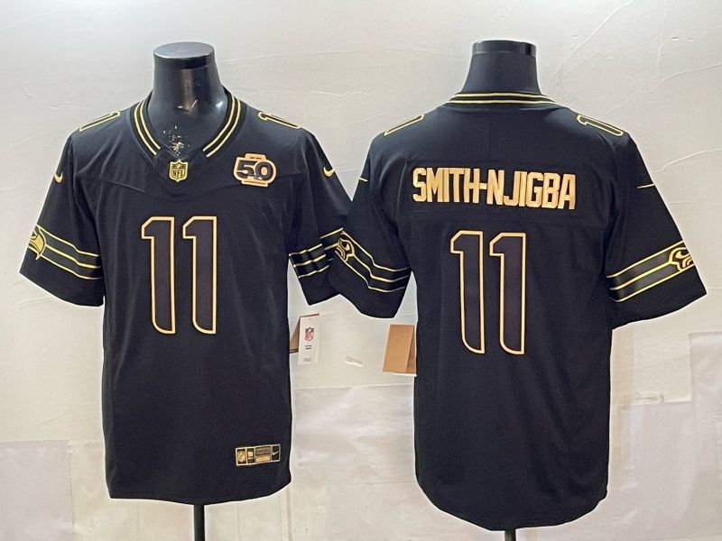 Men 2026 Seattle Seahawks #11 Smith-Hjigba Black gold 3th generations Nike Limited NFL Jersey style 004->seattle seahawks->NFL Jersey